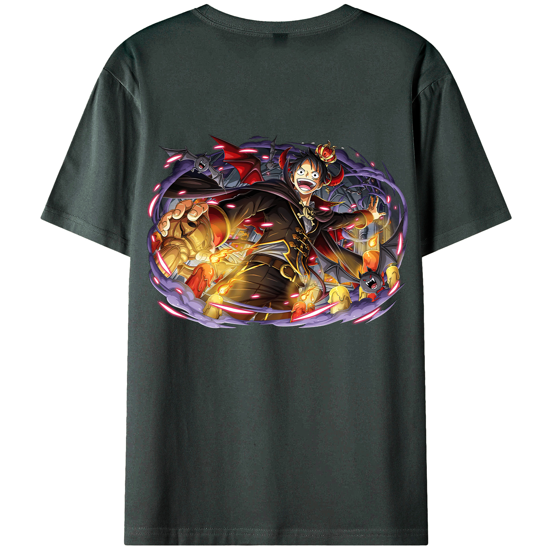 ワンピース モンキー・D・ルフィ ONE PIECE Monkey D. Luffy 綿100％ メンズ半袖Tシャツ（バックプリント） 通気性